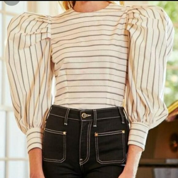 HUNTER BELL Tops - Hunter Bell Self Tie Back Closure Hudson Off White Multi Cotton Blend Size Large